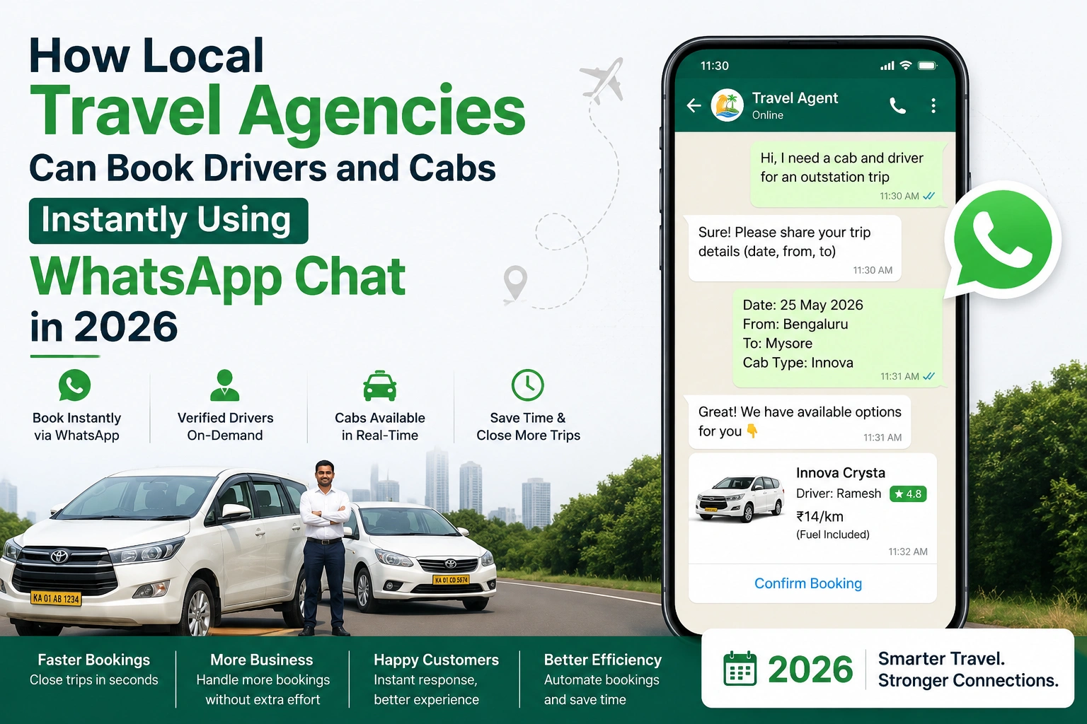 local travel agencies book drivers and cabs on whatsapp chat